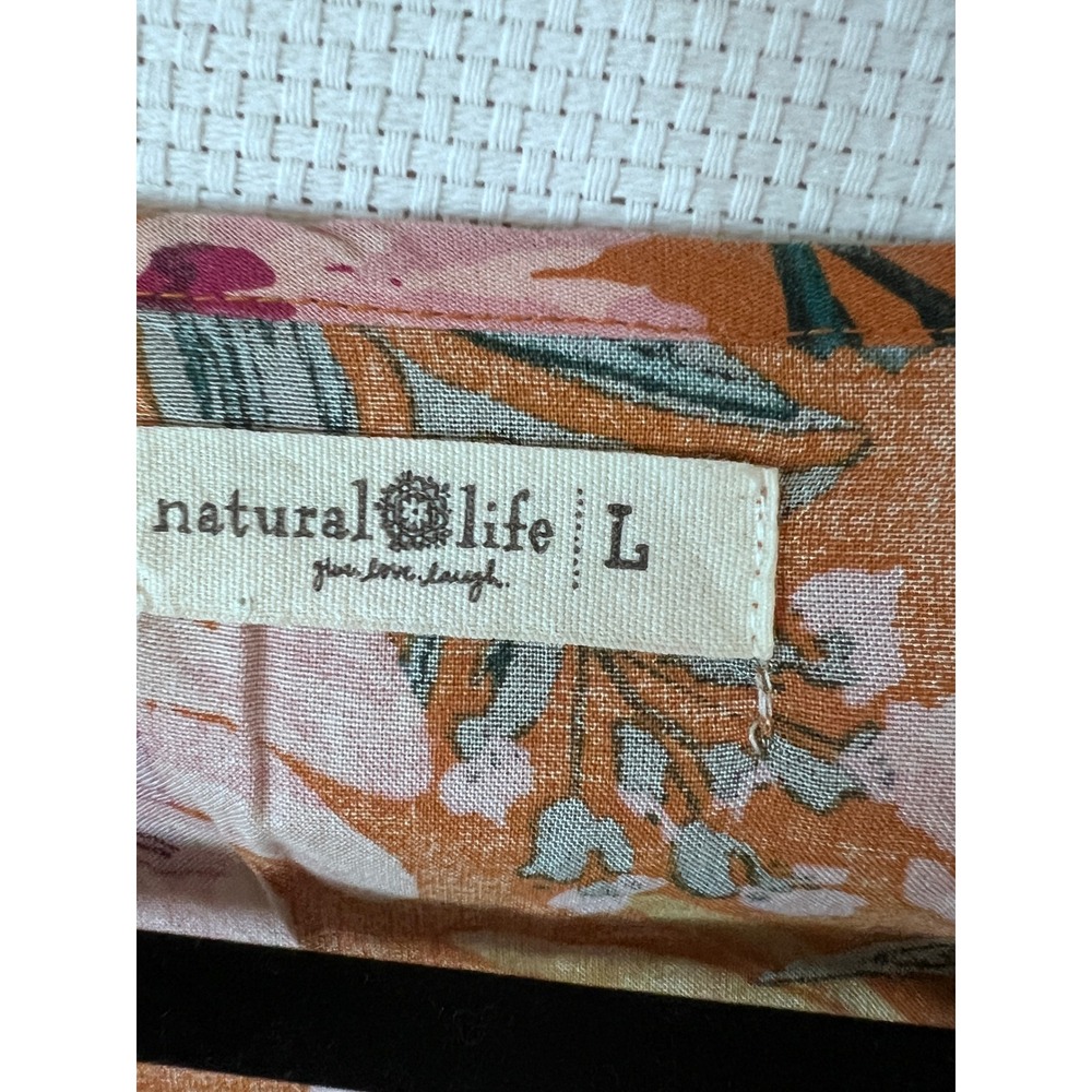 Natural Life Floral Peasant‎ Tunic Top Boho Tassel Accent Rayon Size Large - Picture 2 of 9